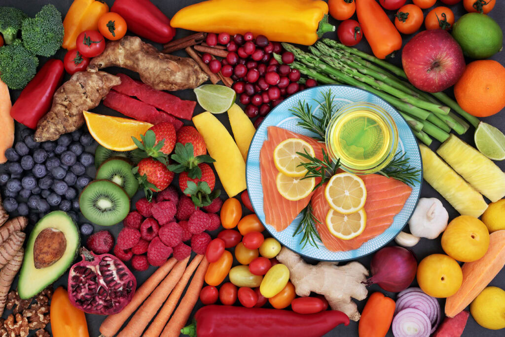 an arrangement of foods that fight cancer