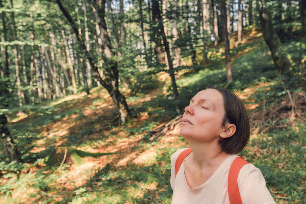 woman in a forest