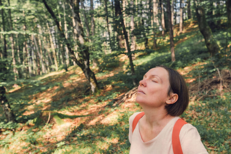 woman in a forest